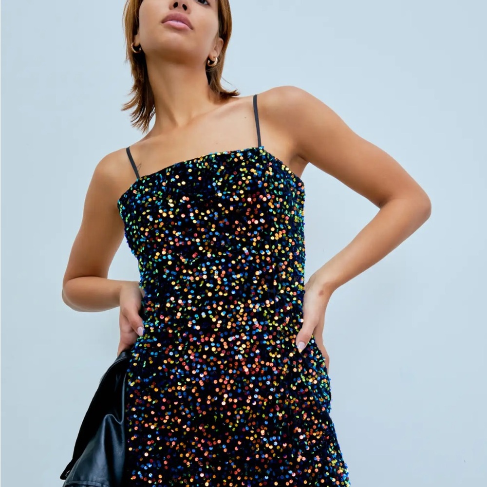 Cider Multicolor Sequin Mini Dress